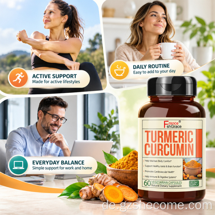Shecome Kurkuma-Curcumin-Kapseln unterstützen die Gelenke und das Gehirn